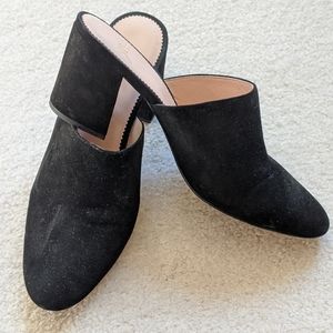 J Crew black suede mules 8.5 M